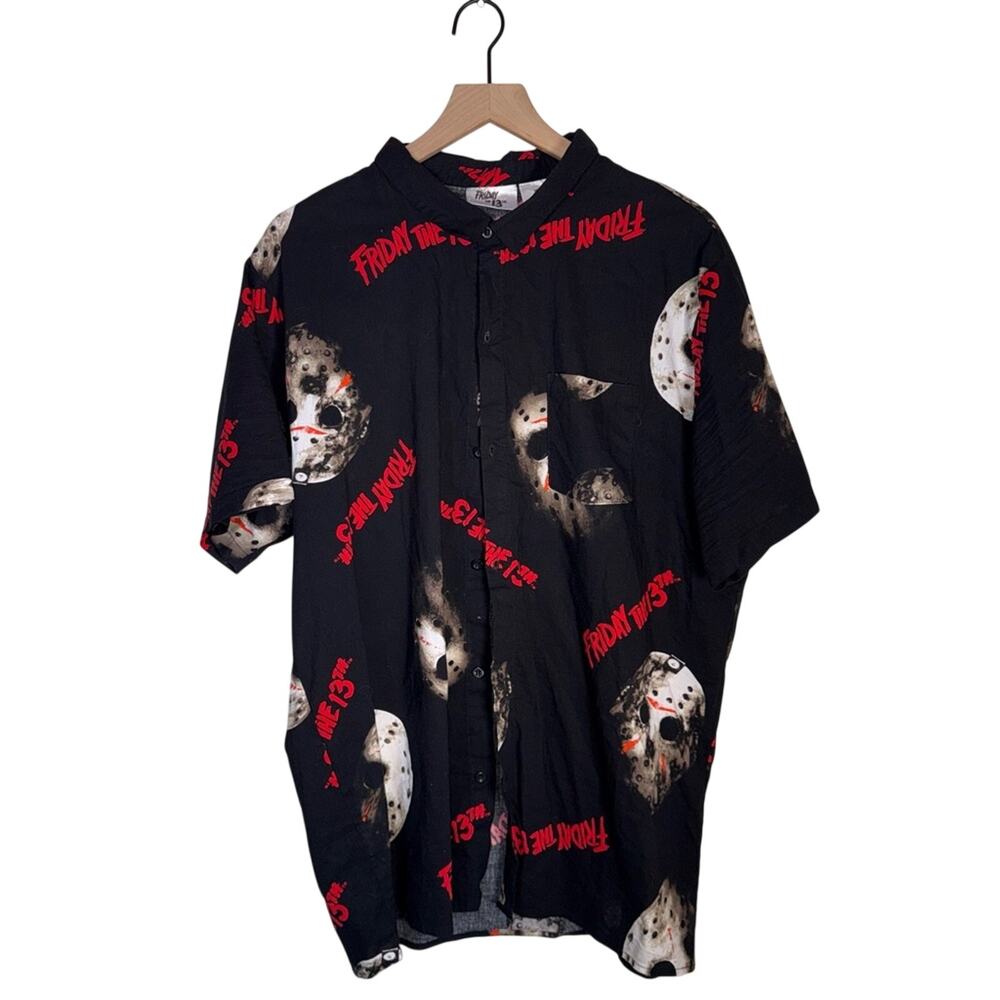 FRIDAY THE 13TH fandom cosplay lightweight button up movie shirt XL